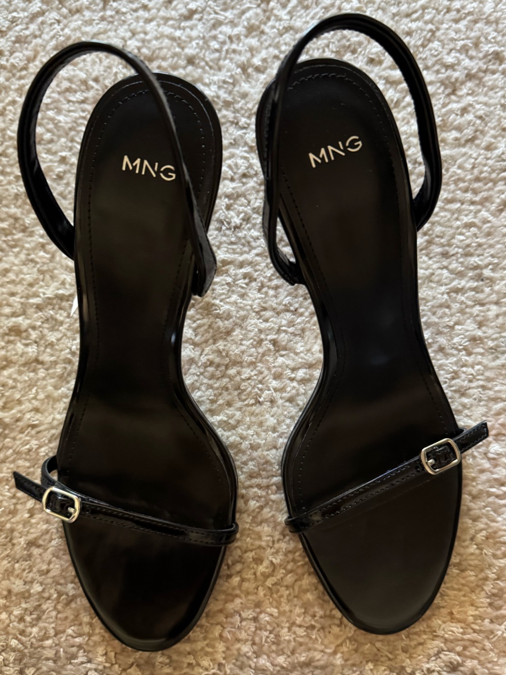 NEW Mango Buckled Stiletto Heel Sandals in Black Patent - Picture 6 of 10